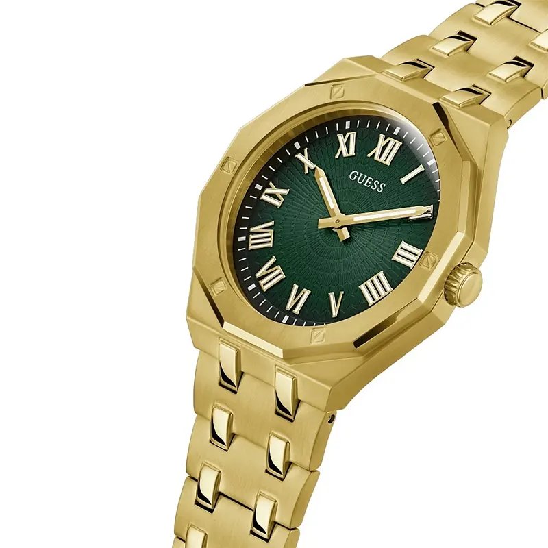 Guess Asset Green Sunray Dial Gold-tone Men's Watc- GW0575G2